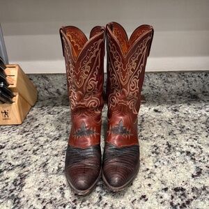 Men’s Lucchese Lizard Cowboy Boots Size 12